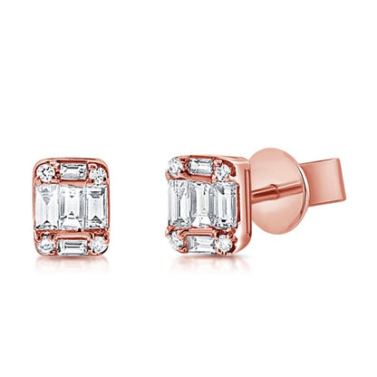 Baguette & Round Diamond Studs