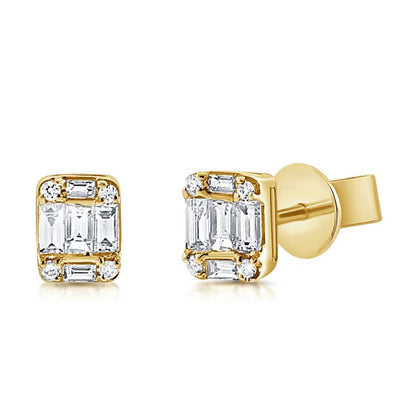 Baguette & Round Diamond Studs