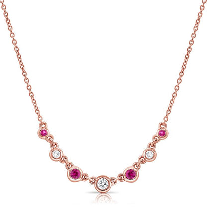 Ruby & Diamond Bezel Diamond Station Necklace