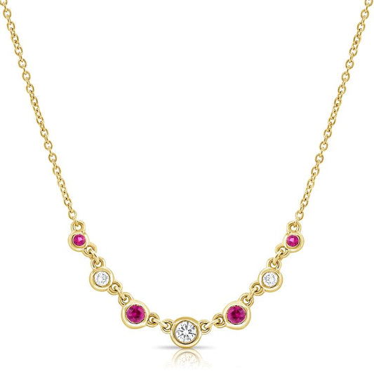 Ruby & Diamond Bezel Diamond Station Necklace