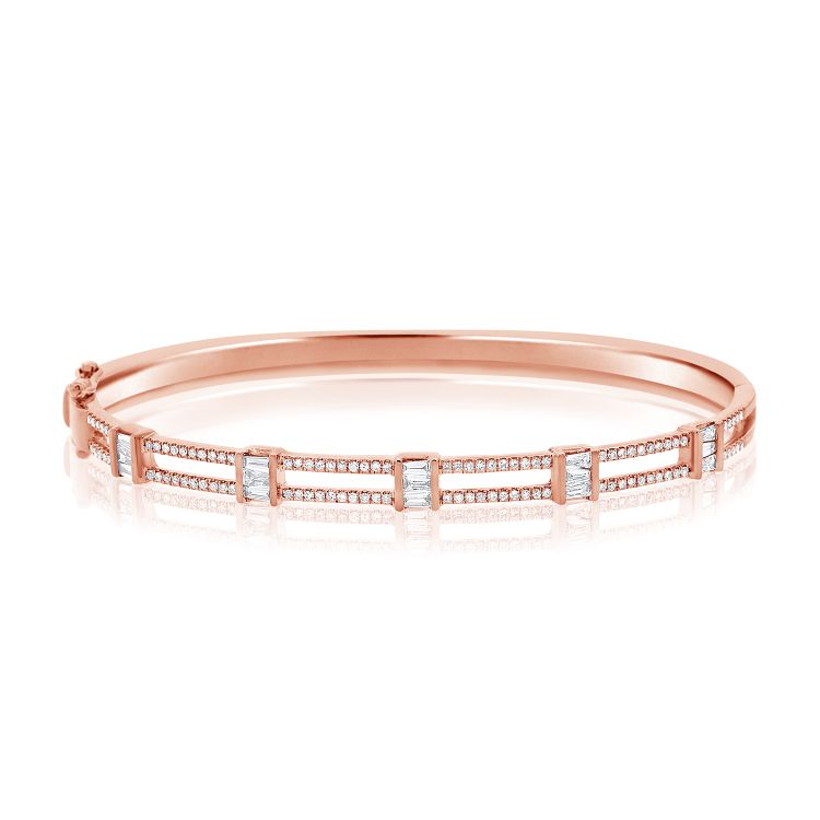 Baguette & Round Halfway Diamond Bangle