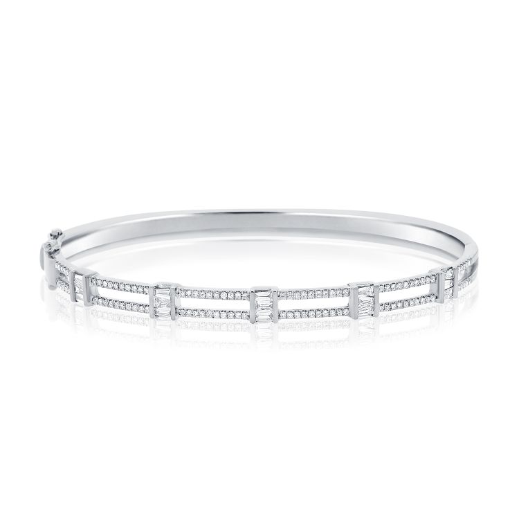 Baguette & Round Halfway Diamond Bangle