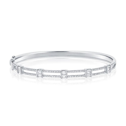 Baguette & Round Halfway Diamond Bangle