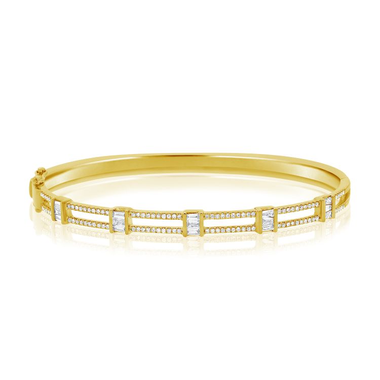 Baguette & Round Halfway Diamond Bangle