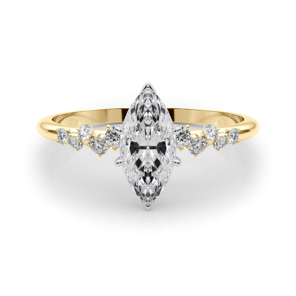 Scattered Band Diamond Engagement Ring