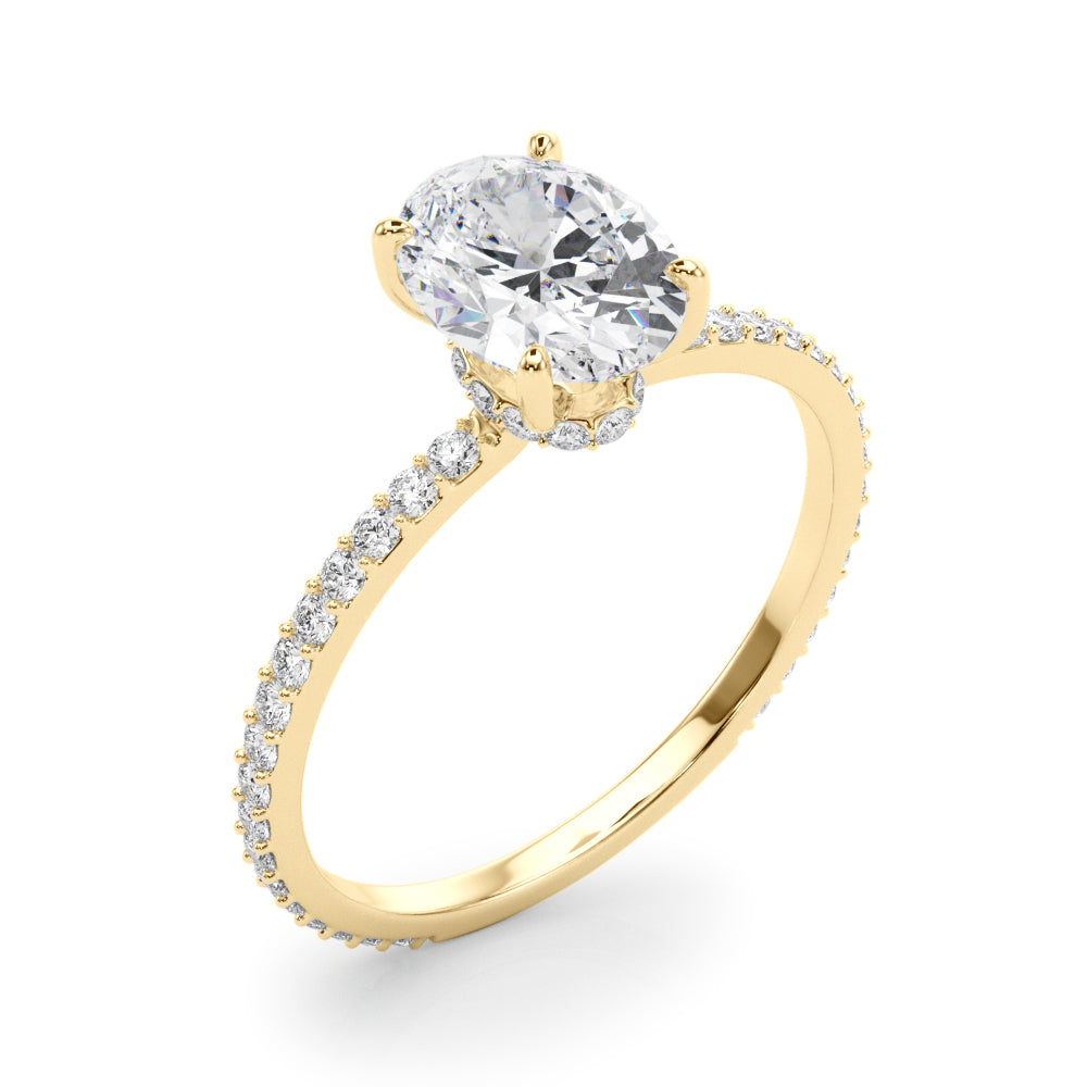 Oval Solitaire Hidden Halo Engagement Ring