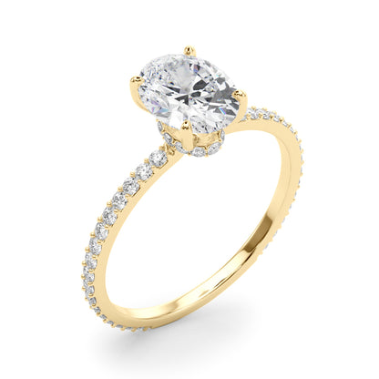 Oval Solitaire Hidden Halo Engagement Ring