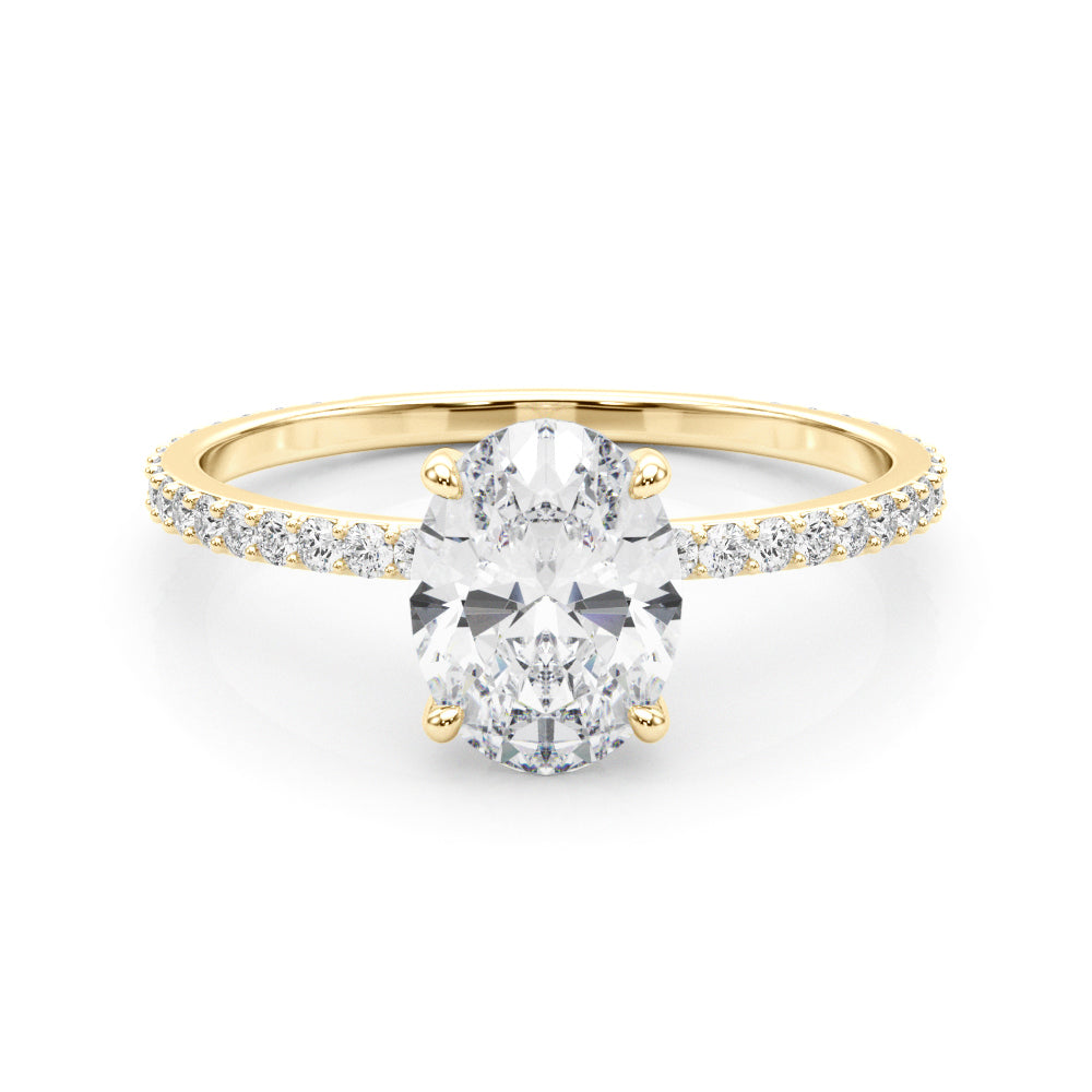 Oval Solitaire Hidden Halo Engagement Ring