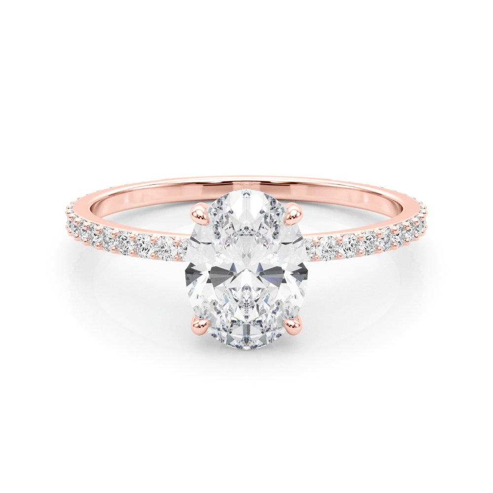 Oval Solitaire Hidden Halo Engagement Ring