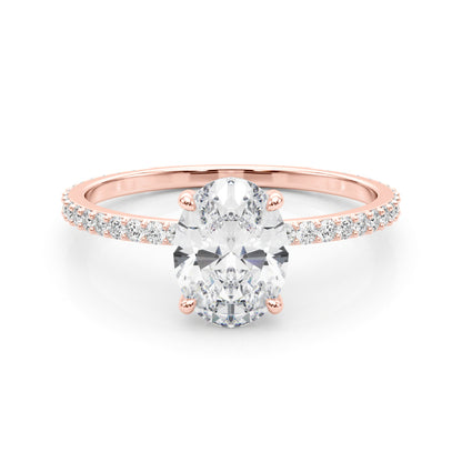 Oval Solitaire Hidden Halo Engagement Ring