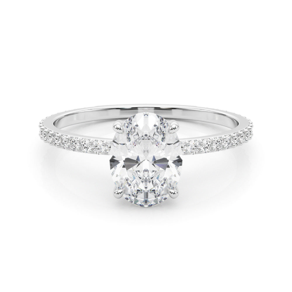 Oval Solitaire Hidden Halo Engagement Ring