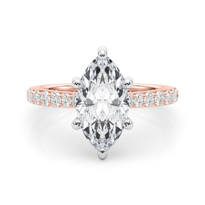 Marquise Cut Hidden Halo & Diamond Pavé Engagement Ring