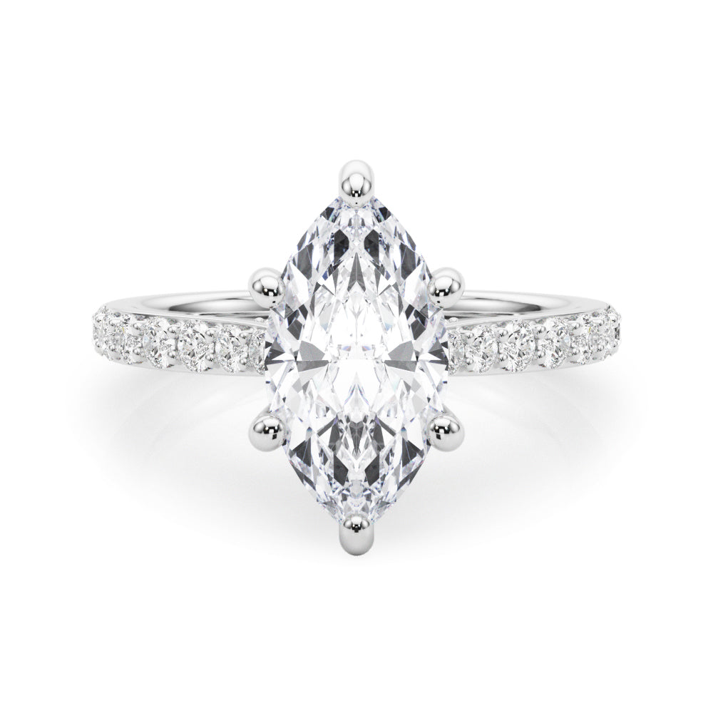 Marquise Cut Hidden Halo & Diamond Pavé Engagement Ring