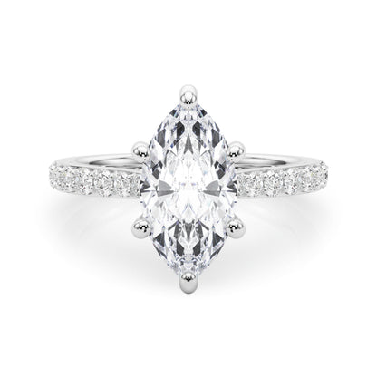 Marquise Cut Hidden Halo & Diamond Pavé Engagement Ring