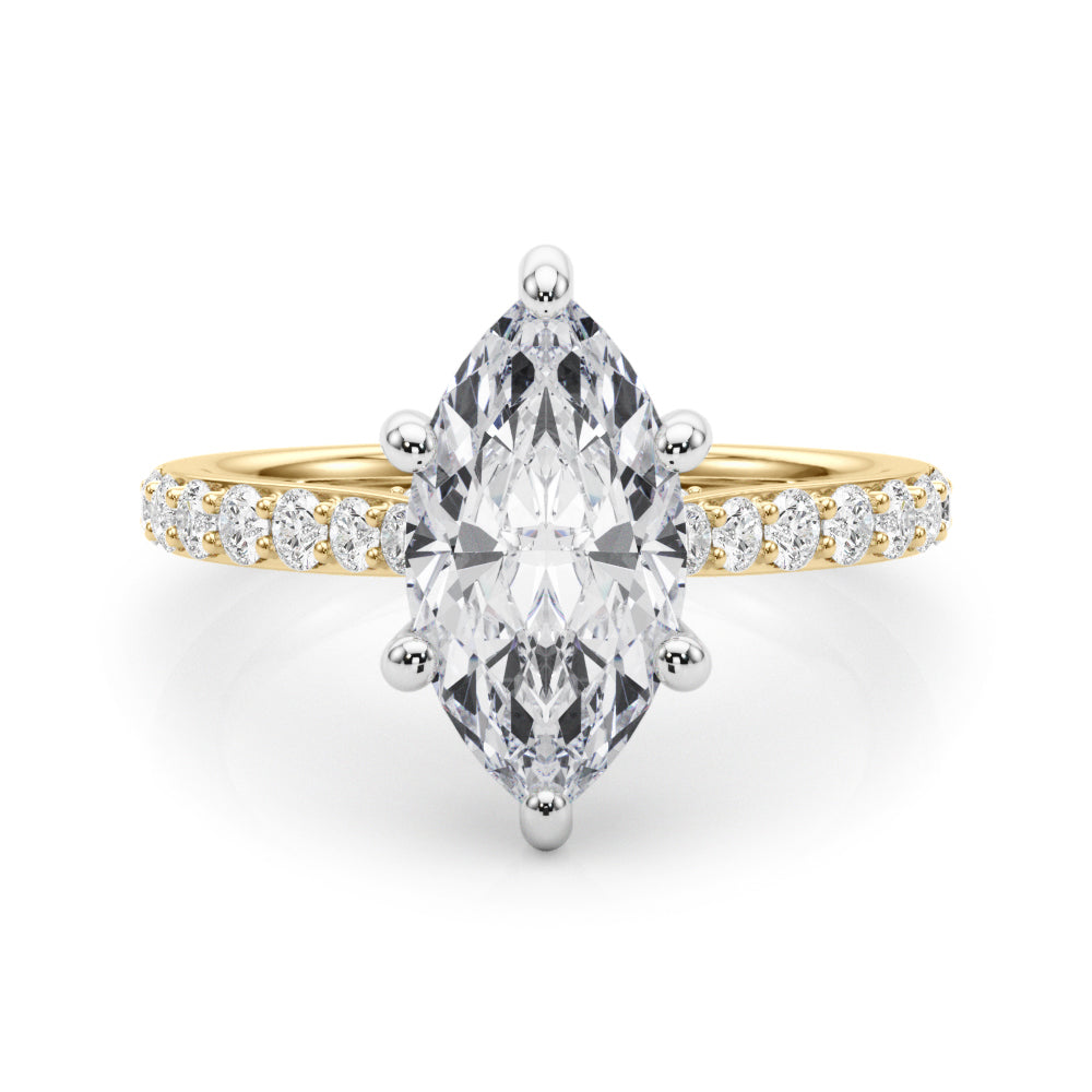 Marquise Cut Hidden Halo & Diamond Pavé Engagement Ring