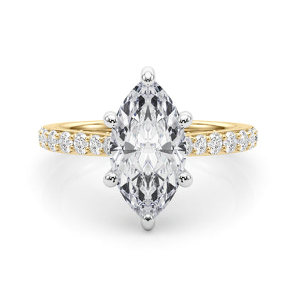 Marquise Cut Hidden Halo & Diamond Pavé Engagement Ring