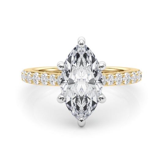 Marquise Cut Hidden Halo & Diamond Pavé Engagement Ring