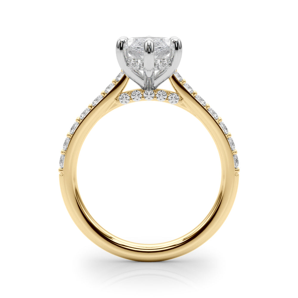 Marquise Cut Hidden Halo & Diamond Pavé Engagement Ring