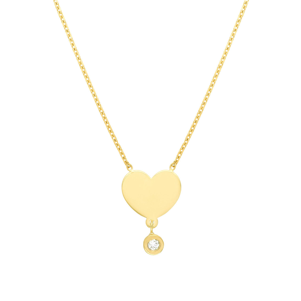 Engravable Heart with Diamond Drop Necklace