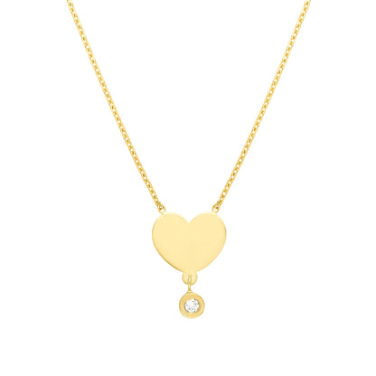 Engravable Heart with Diamond Drop Necklace