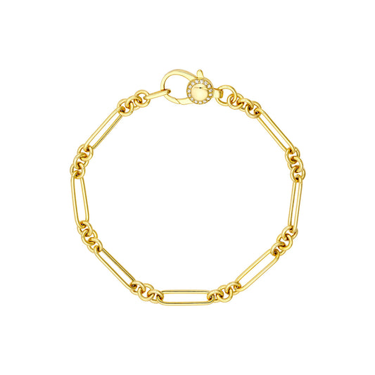 Hollow Paper Clip Bracelet with Diamond Lock