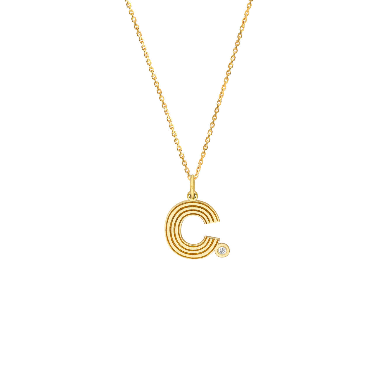 Retro Initial Necklace with Diamond