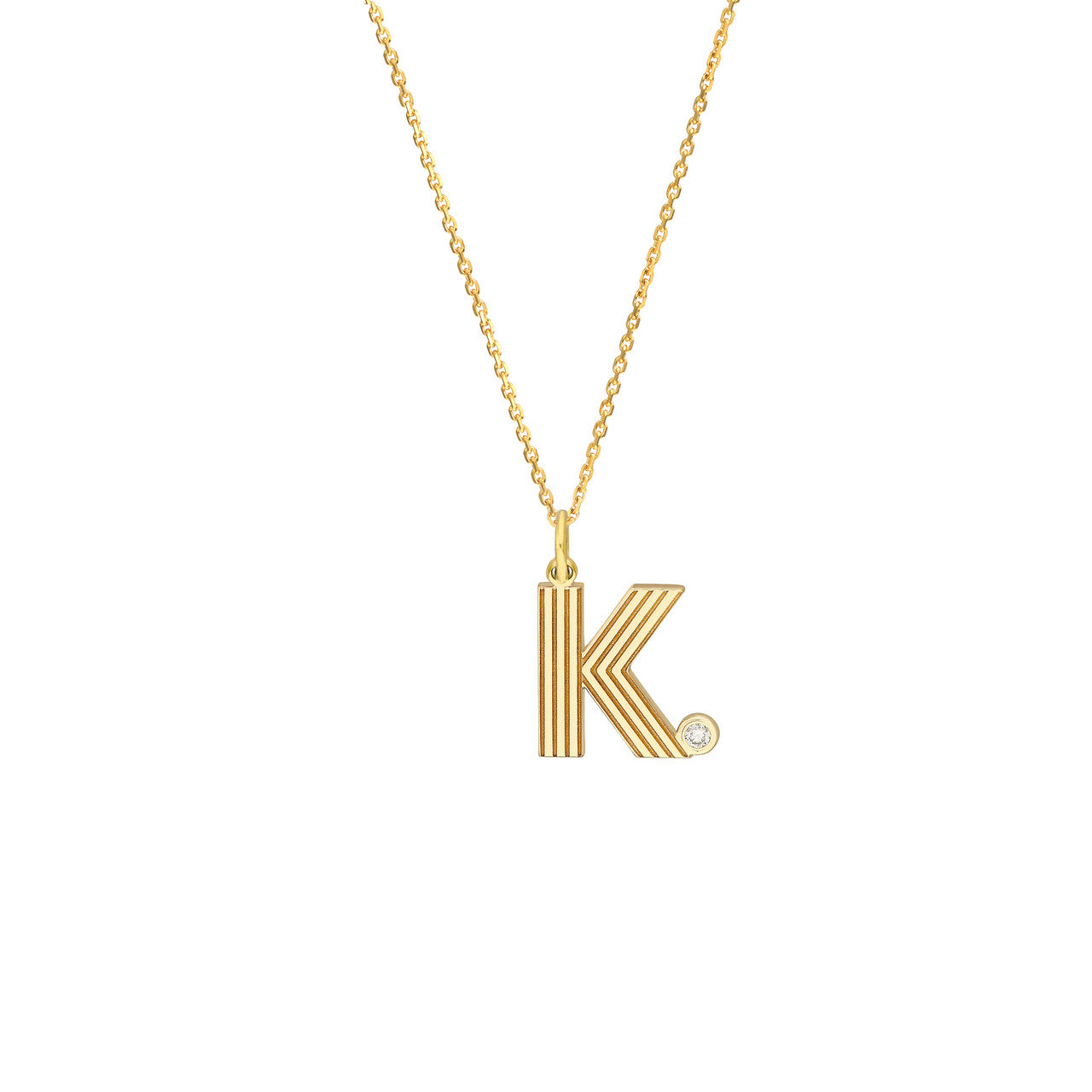 Retro Initial Necklace with Diamond