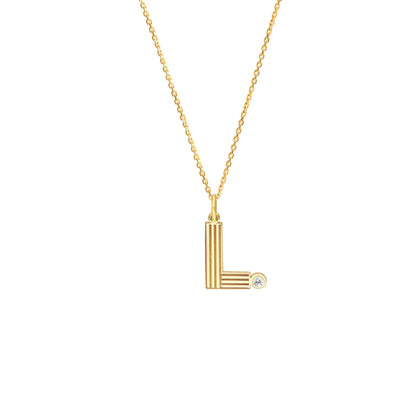 Retro Initial Necklace with Diamond