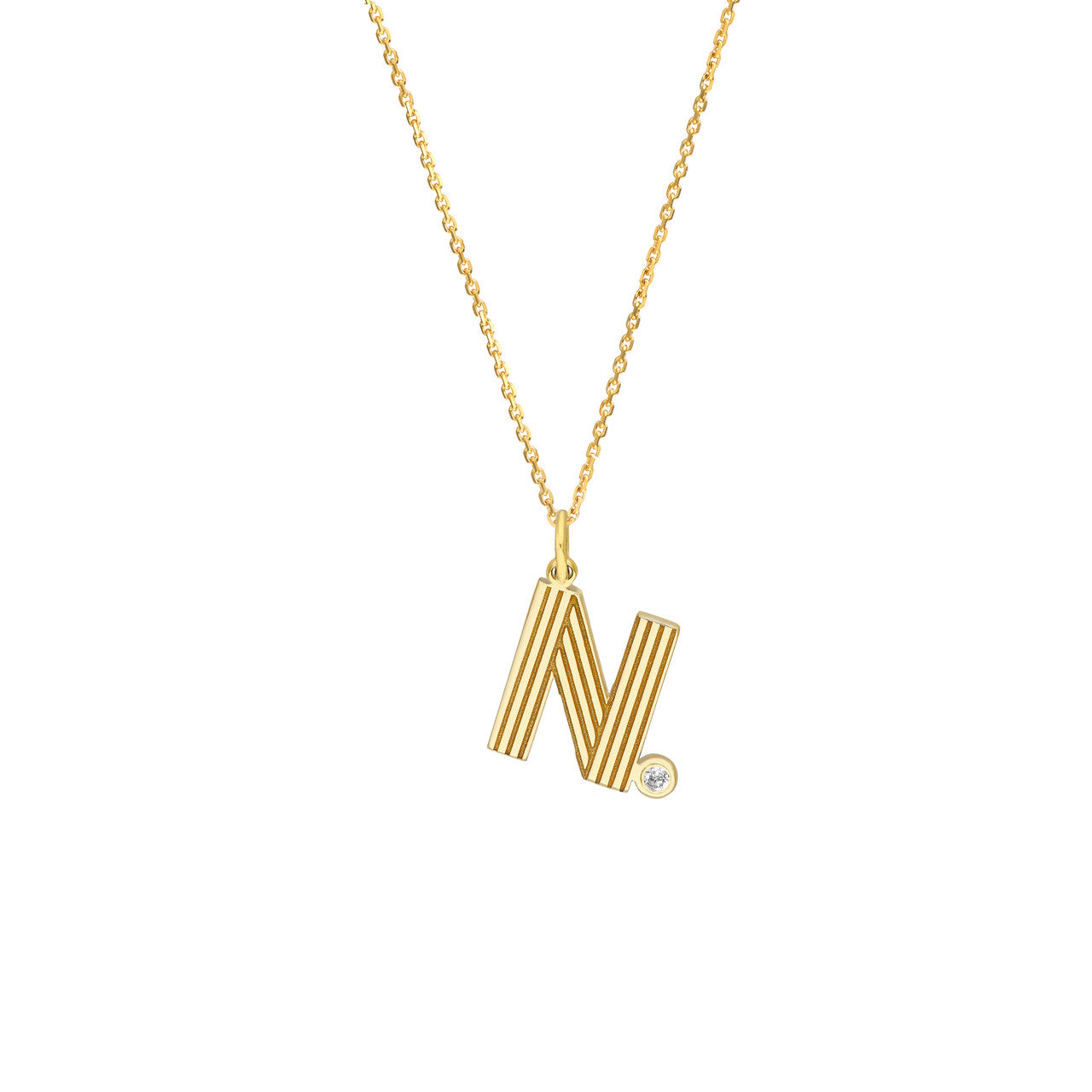 Retro Initial Necklace with Diamond