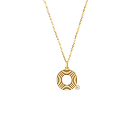 Retro Initial Necklace with Diamond