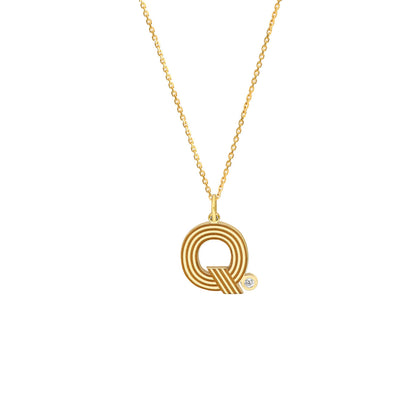 Retro Initial Necklace with Diamond