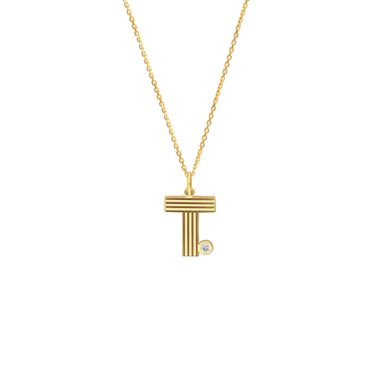 Retro Initial Necklace with Diamond