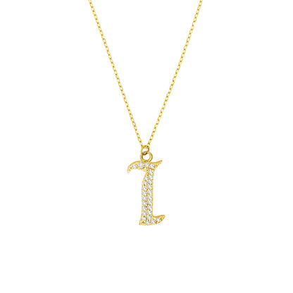 Gothic Diamond Initial Letter Necklace