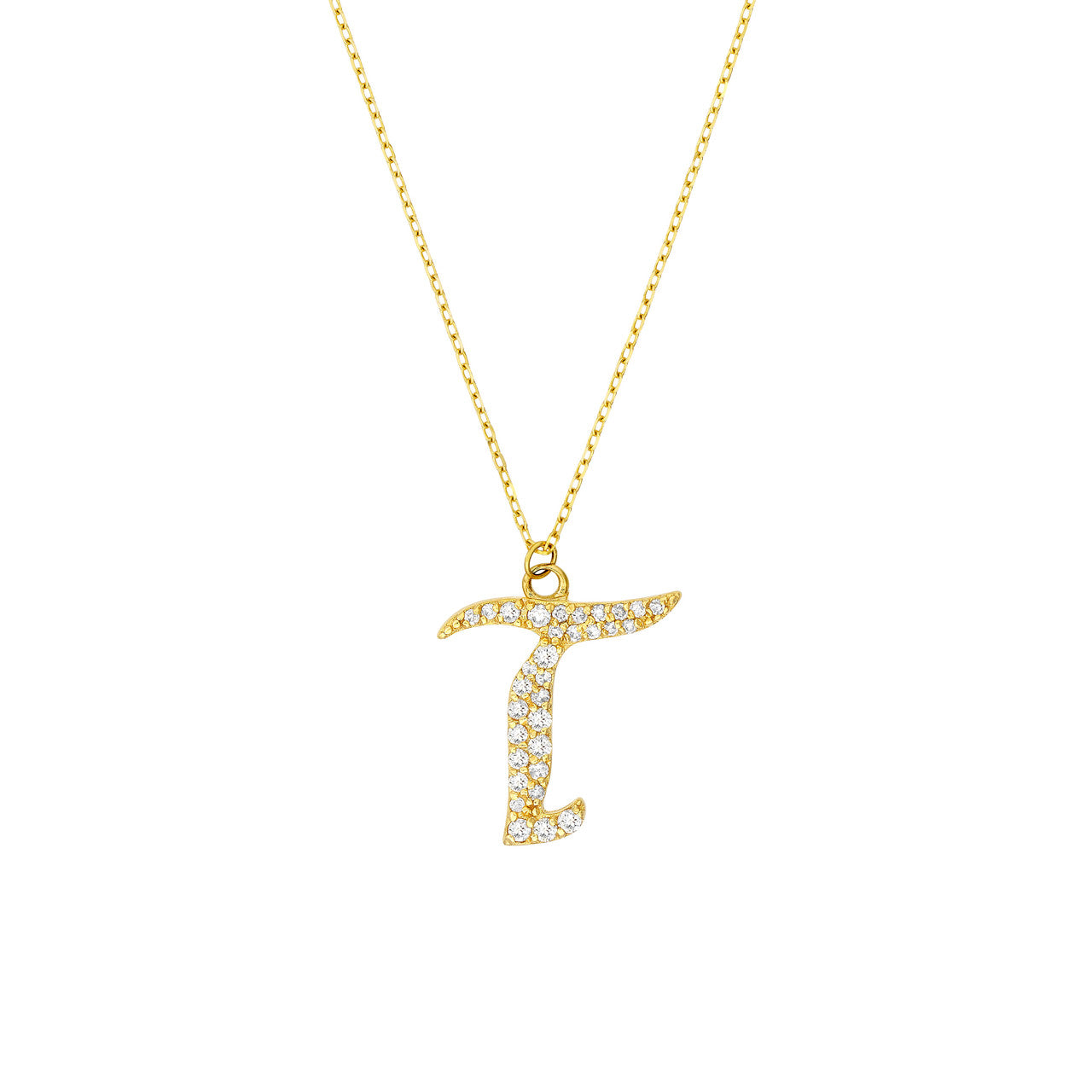 Gothic Diamond Initial Letter Necklace