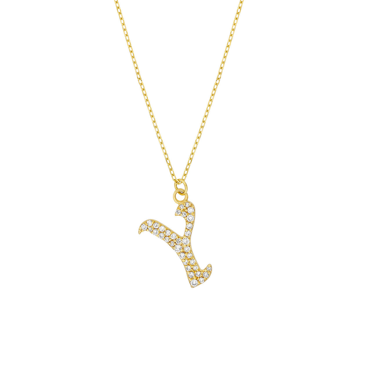 Gothic Diamond Initial Letter Necklace