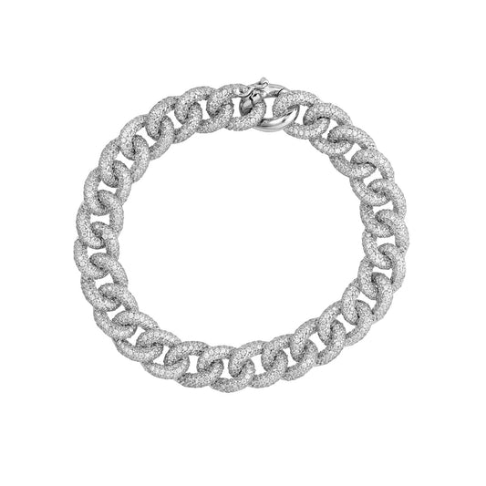 Sterling Silver CZ Curb Link Bracelet