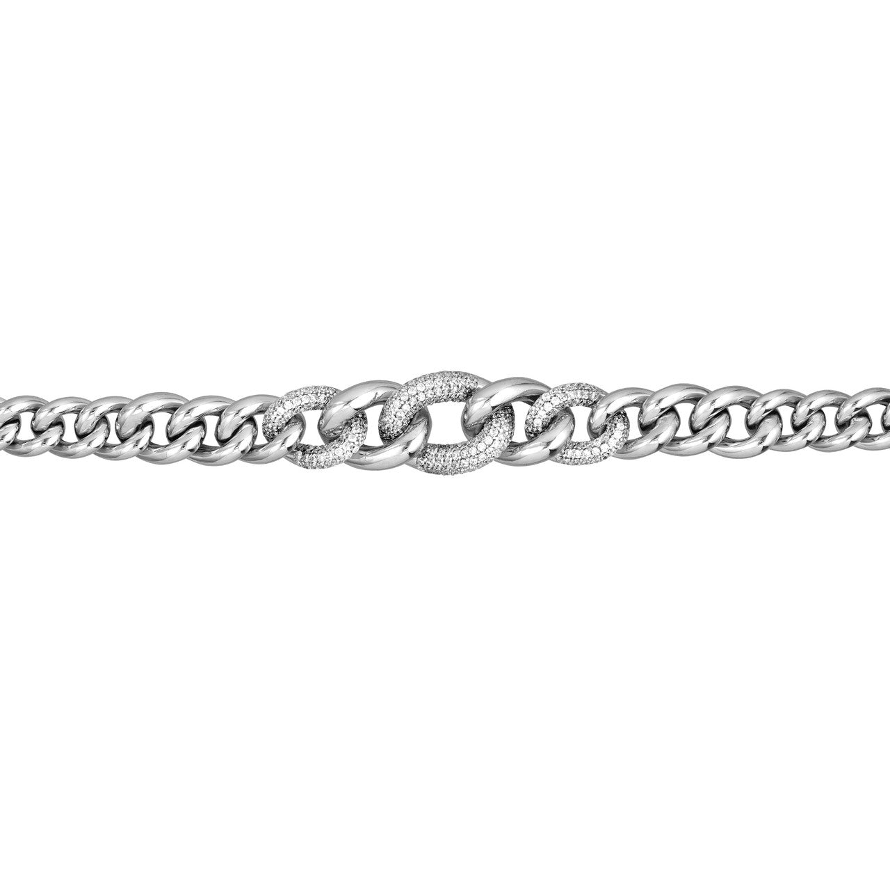 Bracelet à maillons gourmette graduée en argent sterling CZ/poli