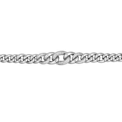 Bracelet à maillons gourmette graduée en argent sterling CZ/poli