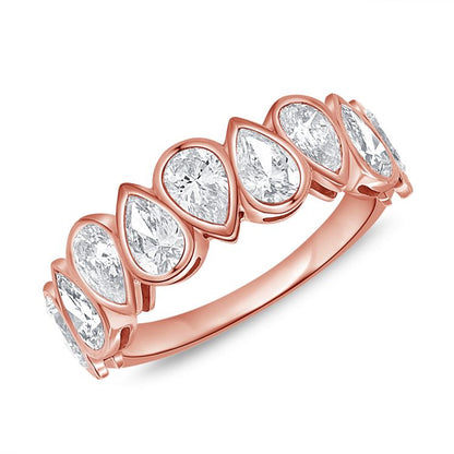 Pear Bezel Semi Diamond Eternity Band