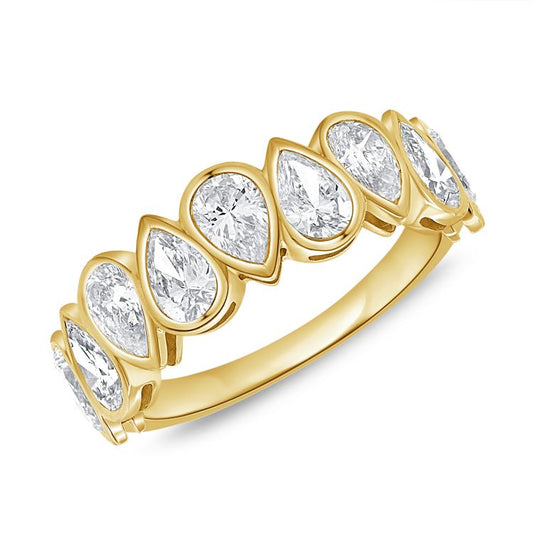 Pear Bezel Semi Diamond Eternity Band