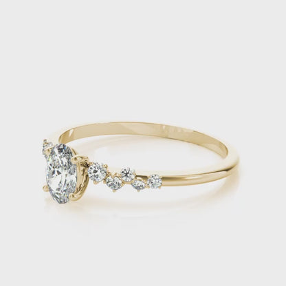 Scattered Band Diamond Engagement Ring