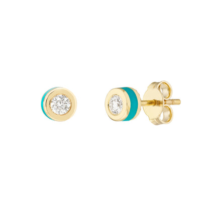 turquoise-bezel-diamond-stud-14k